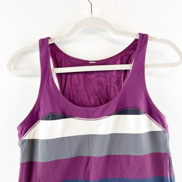 Lululemon Run First Base Striped Racerback Cotton Tank Top Black Purple Small - Picture 3 of 10